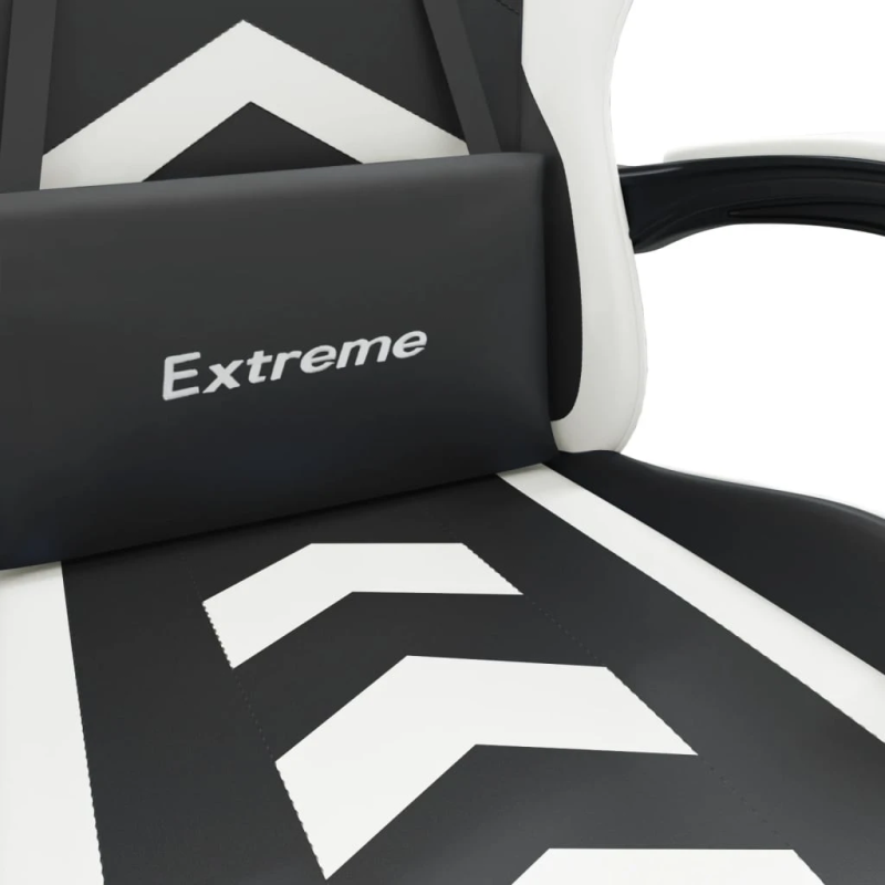 vidaXL datorspēļu krēsls, melna un balta mākslīgā āda