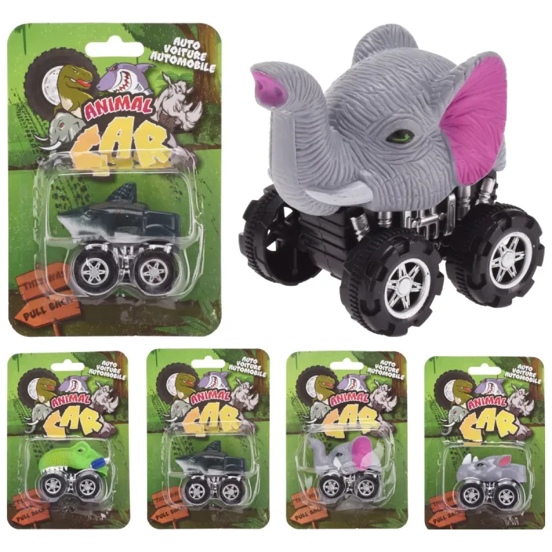 Rotaļlieta Automašīna ar dzīvnieciņu, uzvelkama