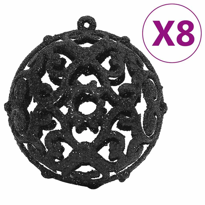 vidaXL Ziemassvētku eglītes rotājumi, 111 gab., melns polistirols