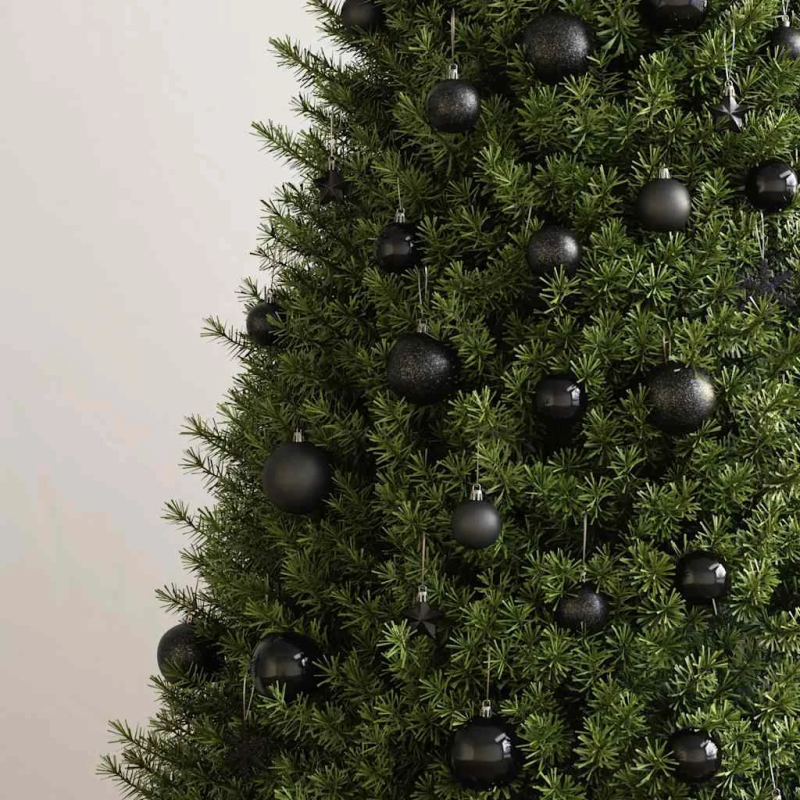 vidaXL Ziemassvētku eglītes rotājumi, 111 gab., melns polistirols