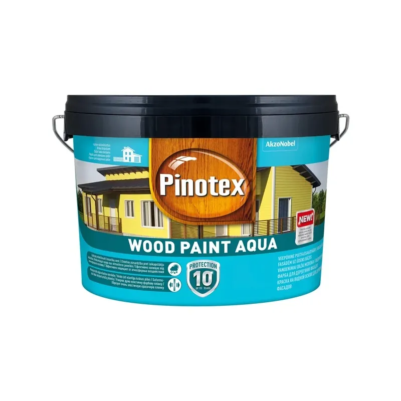 Krāsas koka fasādēm Pinotex Wood Paint Aqua, balta, 2.5 l