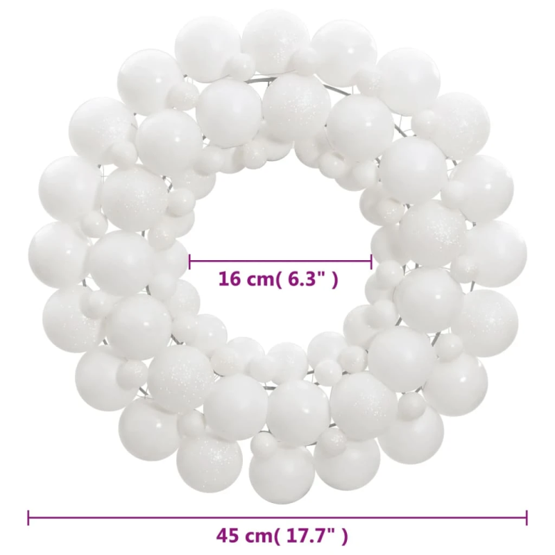 vidaXL Ziemassvētku vainags, balts, 45 cm, polistirols