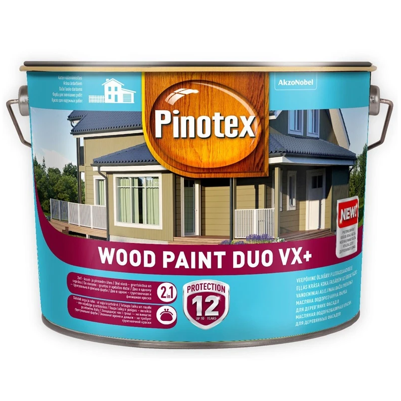 Krāsas Pinotex Wood Paint Duo VX+. baltas. 10 l