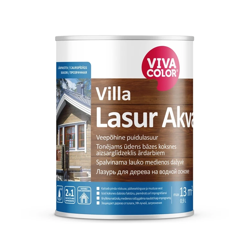 Aizsarglīdz. kokam villa lasur akva 0.9l