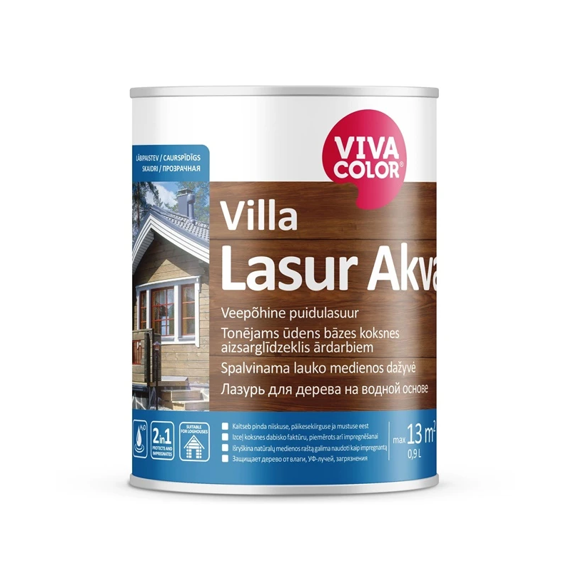 Aizsarglīdz. kokam villa lasur akva 0.9l