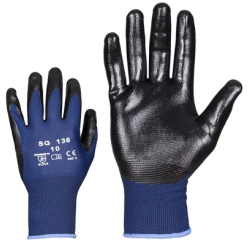 Cimdi poliestera ar gludu nitirla pārkl. 8.izm