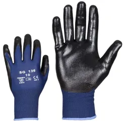 Polyester Gloves with Smooth Nitrile Coating, Size 8