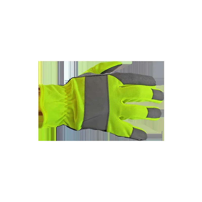 Cimdi fluoriscējoši dzelteni, sintet.āda ar neilonu 10.izm