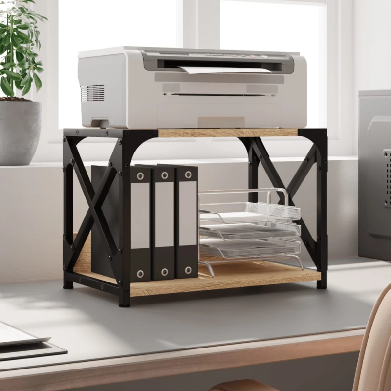 vidaXL printera statīvs, 2 līmeņi, ozola krāsa, 44x26x31,5 cm, koks