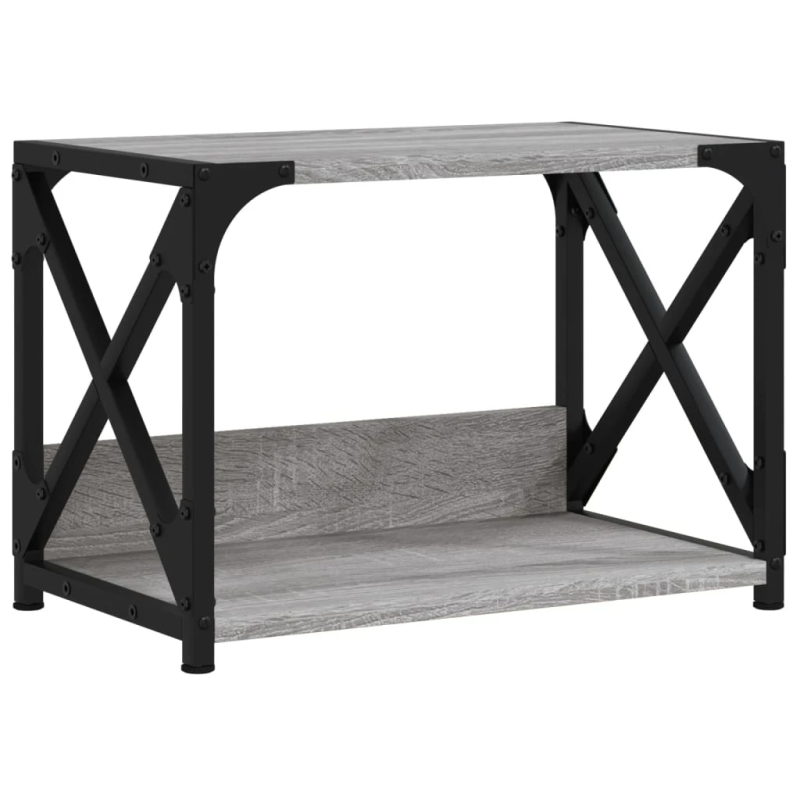 vidaXL printera statīvs, 2 līmeņi, pelēks, 44x26x31,5 cm, koks