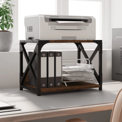 vidaXL printera statīvs, 2 līmeņi, brūns, 44x26x31,5 cm, koks