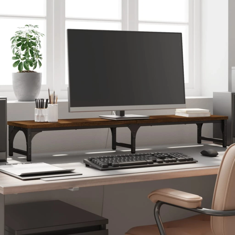 vidaXL monitora paliktnis, brūns, 105x23x15,5 cm, inženierijas koks