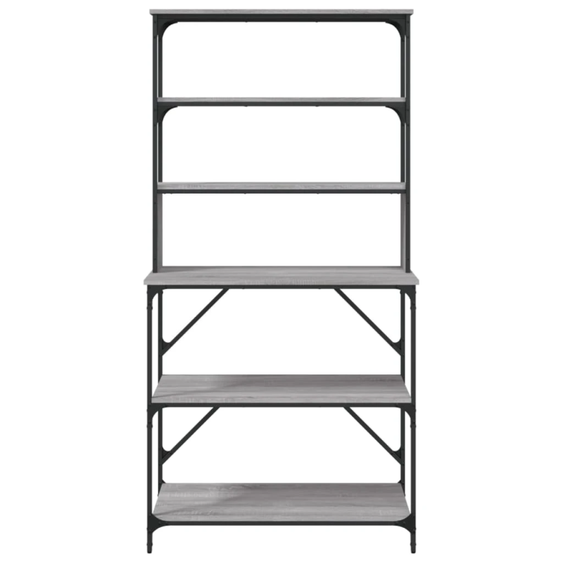 vidaXL virtuves plaukts, 6 līmeņi, pelēka ozola, 90x40x180 cm, koks