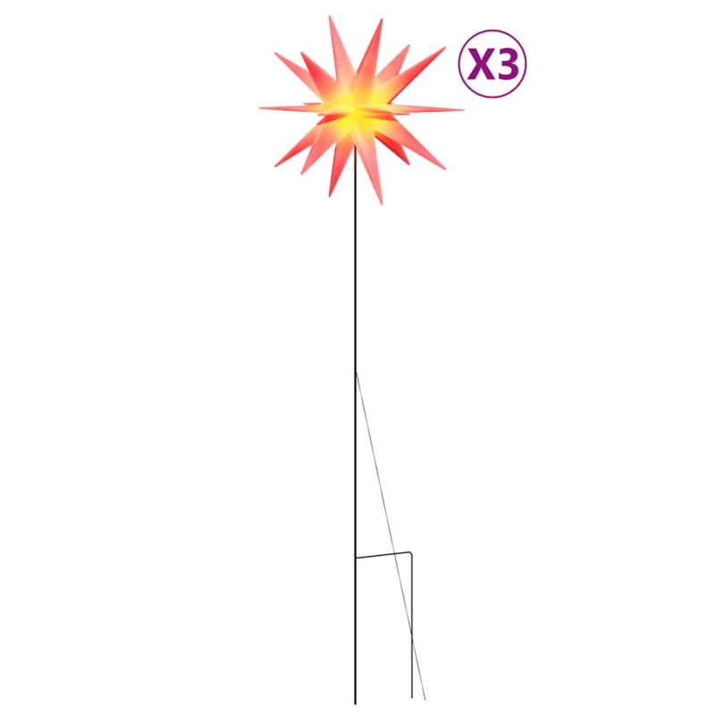 vidaXL Ziemassvētku lampas ar LED un mietiņu, 3 gab., sarkanas, 35 cm