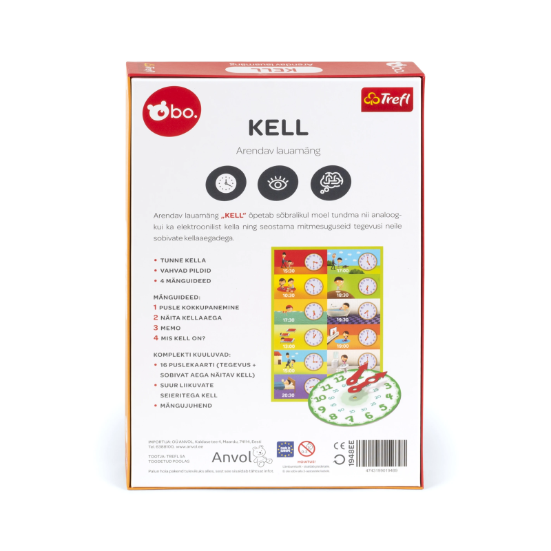 bo. Educational board game "Clock" ,In Estonian lang.,