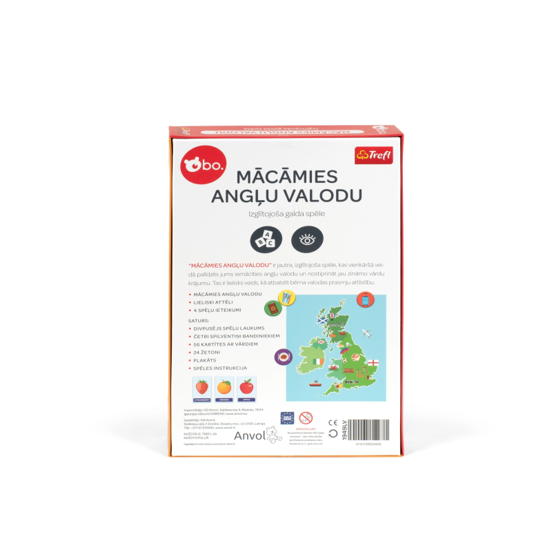 bo. Izglītojošā galda spēle "Mācāmies angļu valoda" ,Latviešu val.,