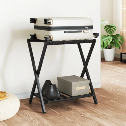 vidaXL bagāžas plaukts, 68x38x58 cm, bambuss, melns