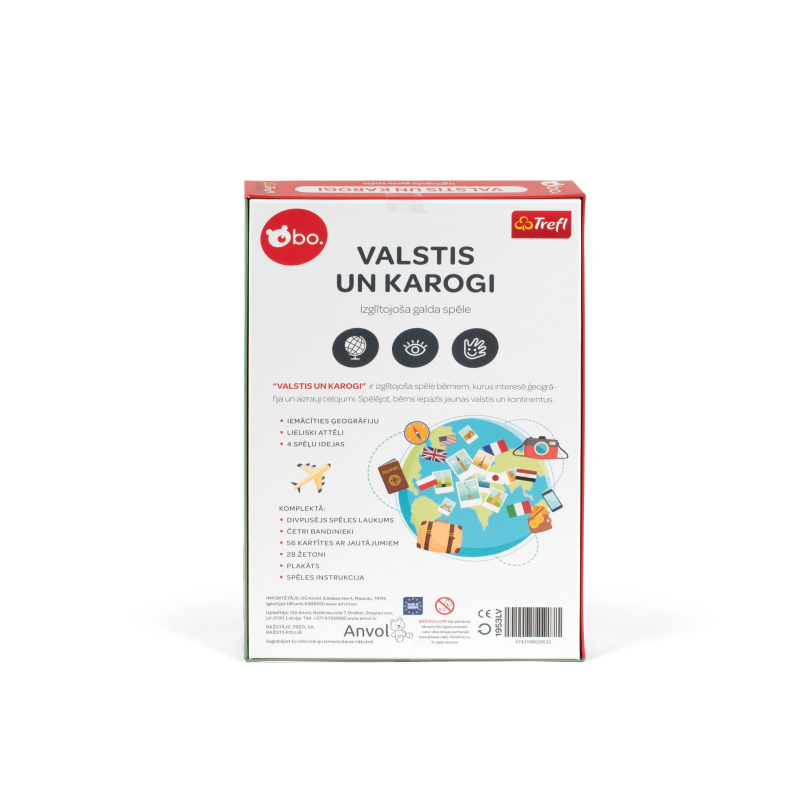 bo. Izglītojošā galda spēle "Valstis un karogi" ,Latviešu val.,