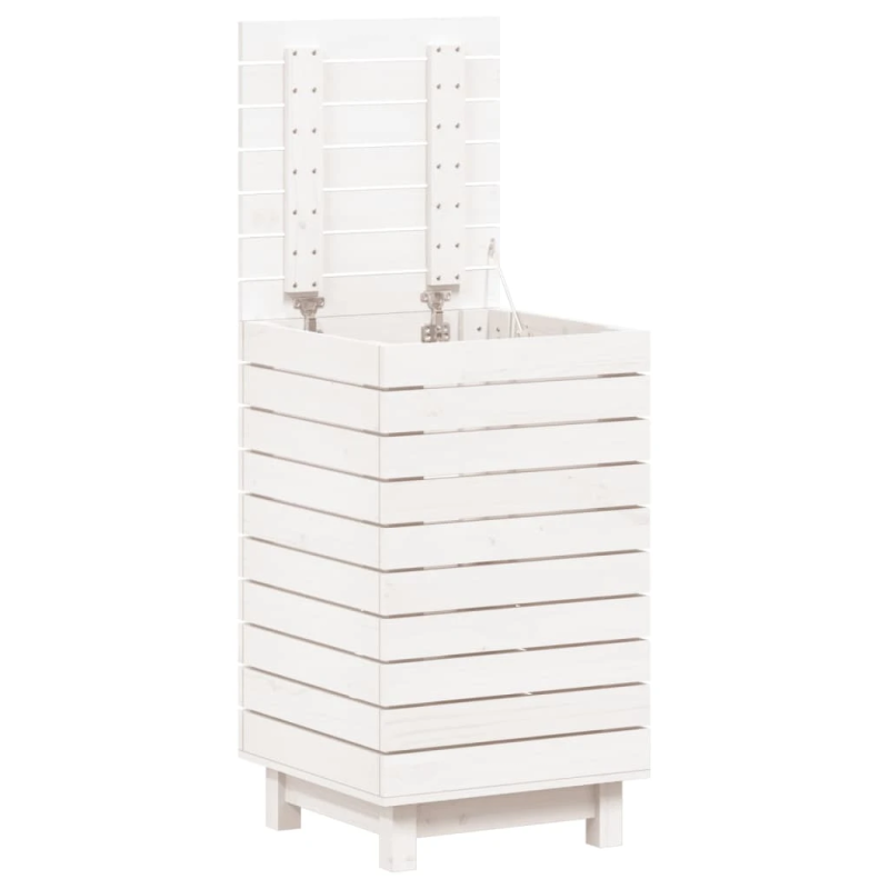 vidaXL veļas grozs, balta, 44x44x76 cm, priedes masīvkoks