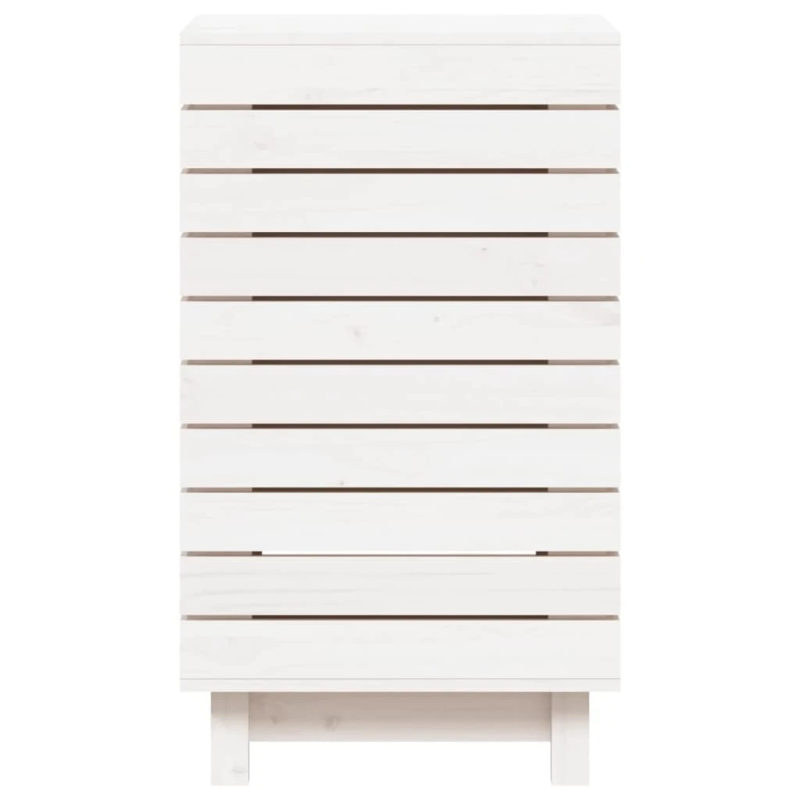 vidaXL veļas grozs, balta, 44x44x76 cm, priedes masīvkoks