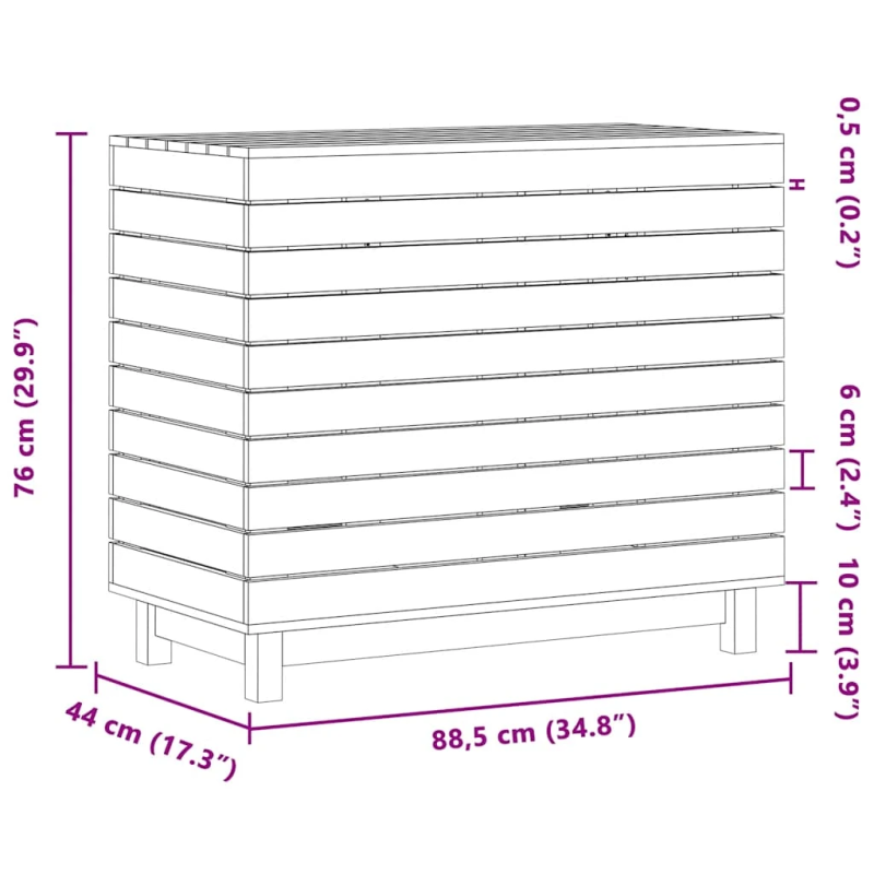 vidaXL veļas kaste, balta, 88,5x44x76 cm, priedes masīvkoks