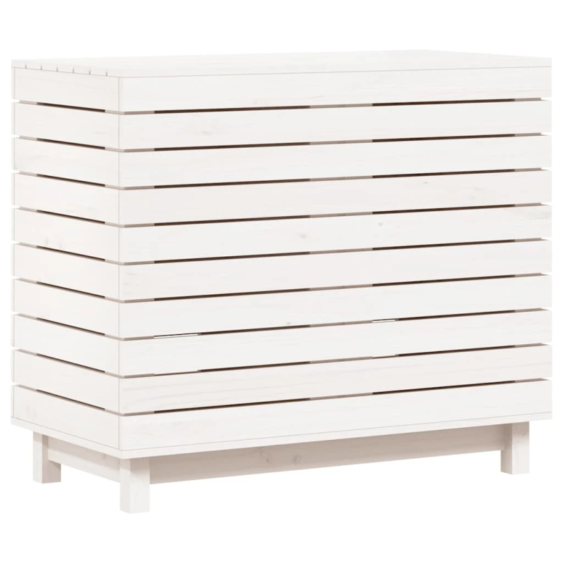 vidaXL veļas kaste, balta, 88,5x44x76 cm, priedes masīvkoks