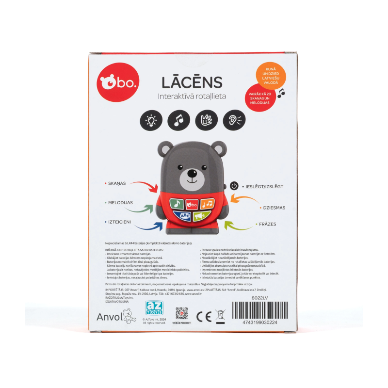 bo. Interaktīvā rotaļlieta "Lācēns" ,Latviešu valodā,