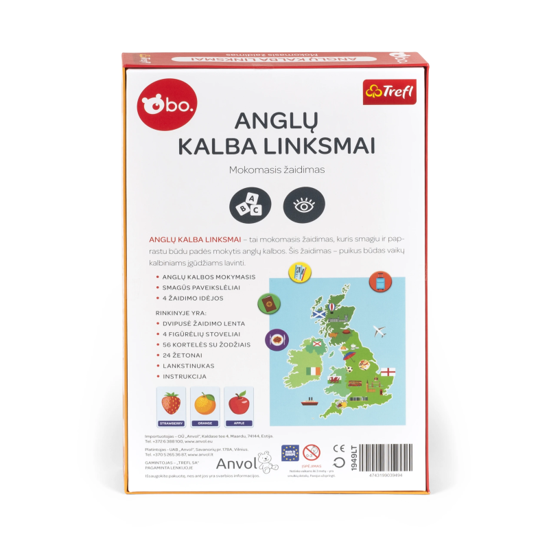 bo. Attīstoša galda spēle "Mācāmies angļu valodu", latviešu valodā,