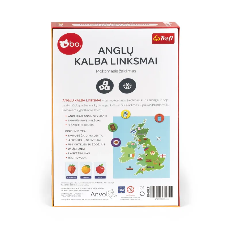 bo. Educational board game Learning English, in Lithuanian,