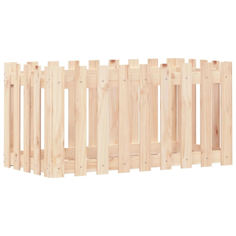 vidaXL dārza puķu kaste, žoga dizains, 100x50x50 cm, priedes masīvkoks