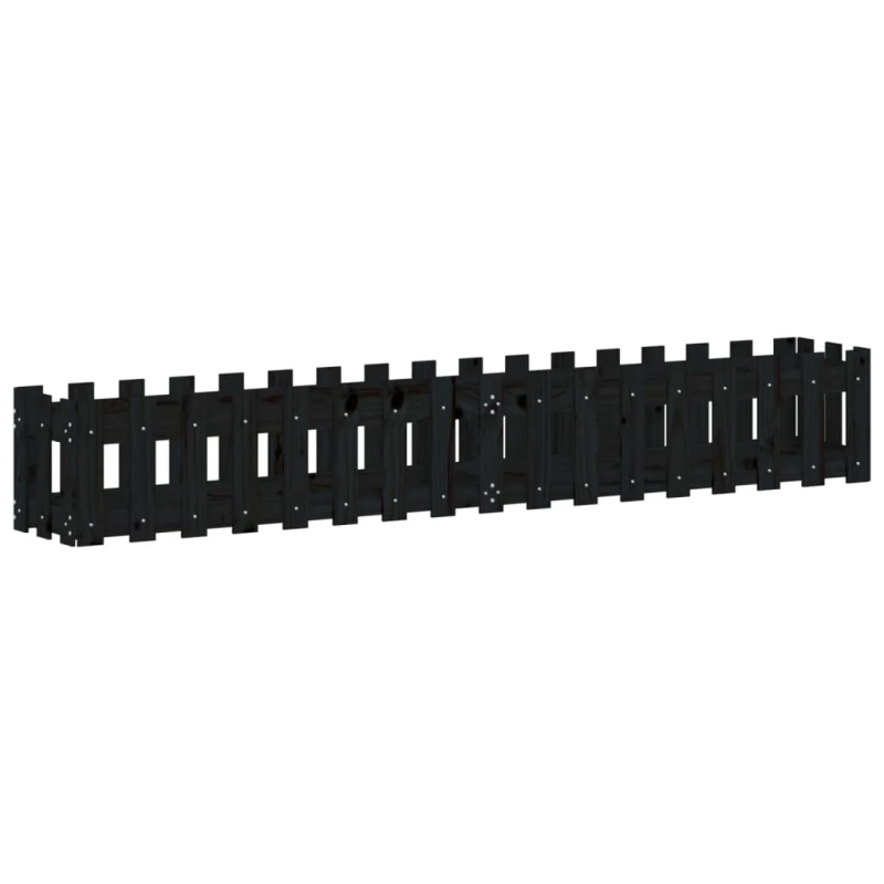 vidaXL dārza puķu kaste, žoga dizains, 200x30x30 cm, priedes masīvkoks