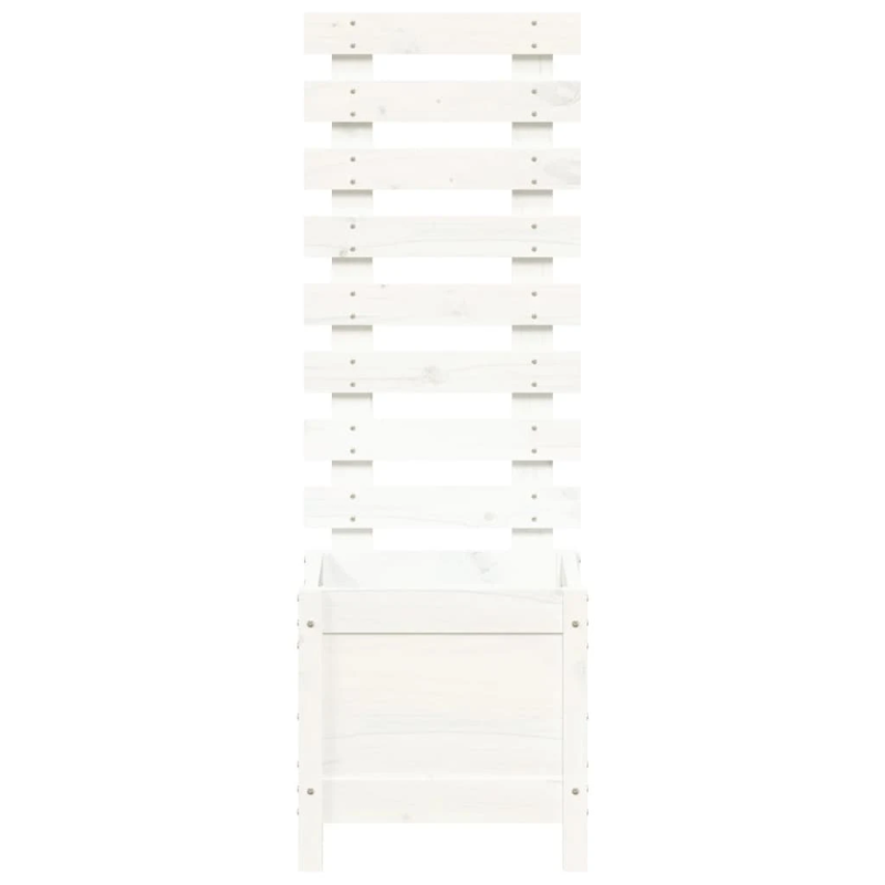 vidaXL dārza puķu kaste, balta, 39x39,5x114 cm, priedes masīvkoks