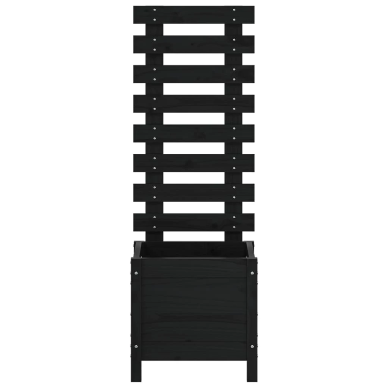 vidaXL dārza puķu kaste, melna, 39x39,5x114 cm, priedes masīvkoks