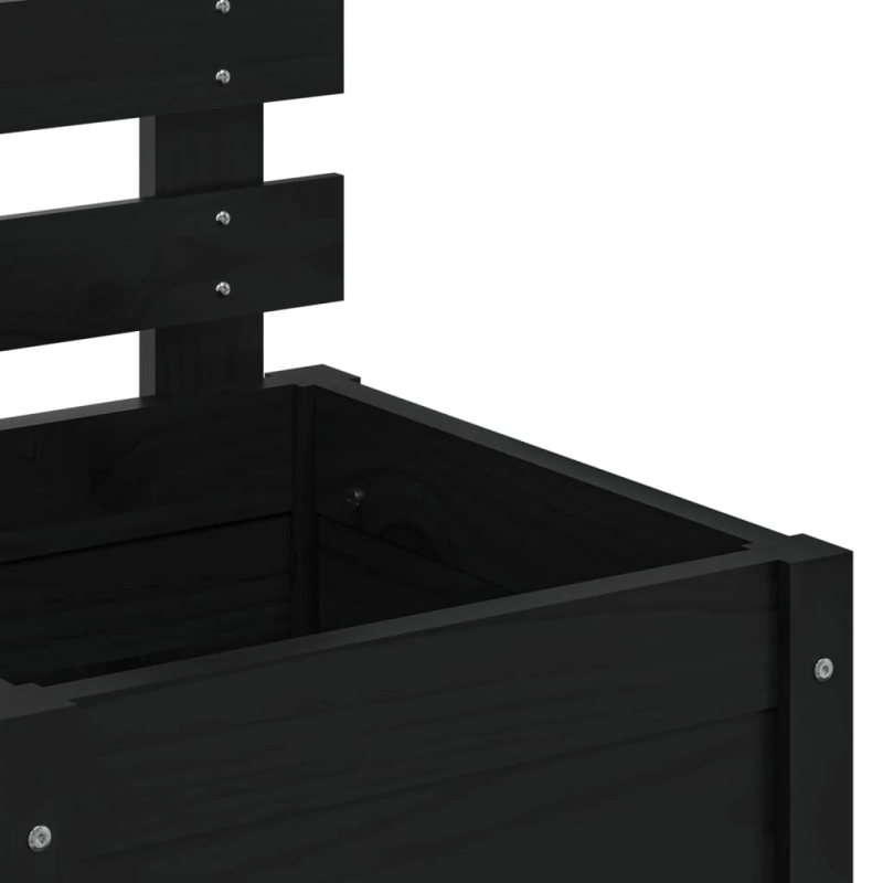 vidaXL dārza puķu kaste, melna, 39x39,5x114 cm, priedes masīvkoks