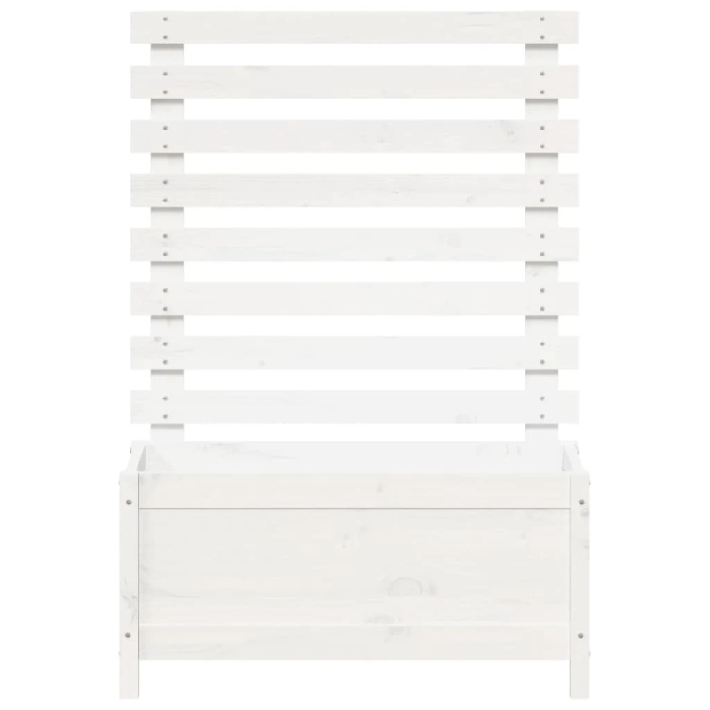 vidaXL dārza puķu kaste, balta, 79x39,5x114 cm, priedes masīvkoks