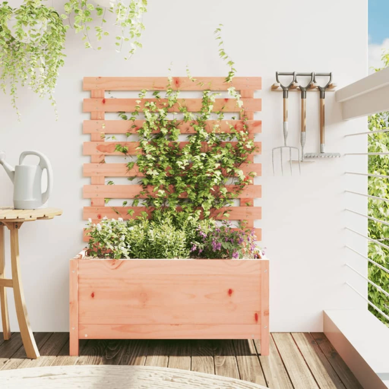 vidaXL dārza puķu kaste ar plauktu, 79x39,5x114 cm, egles masīvkoks