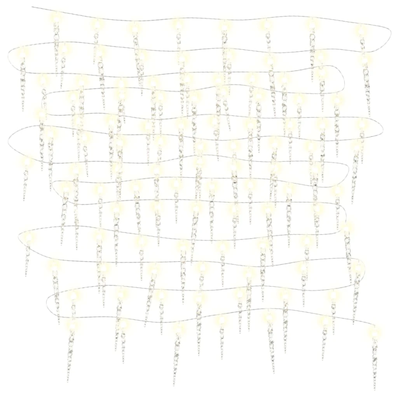 vidaXL Ziemassvētku lāsteku lampiņa, 100 LED, silti balta, 10 m, akrils, PVC