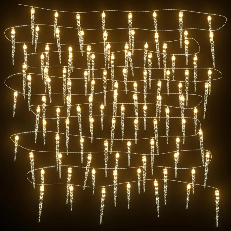 vidaXL Ziemassvētku lāsteku lampiņa, 100 LED, silti balta, 10 m, akrils, PVC