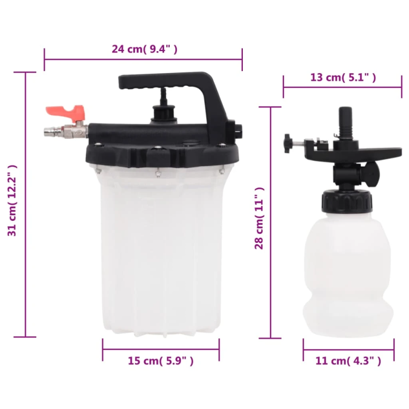 vidaXL bremžu atgaisotājs, melns un balts, 3 l