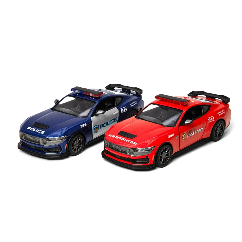 KINSMART Miniatūrais modelis 2024 Ford Mustang Dark Horse ,Police-Firefighter,, scale 1:38