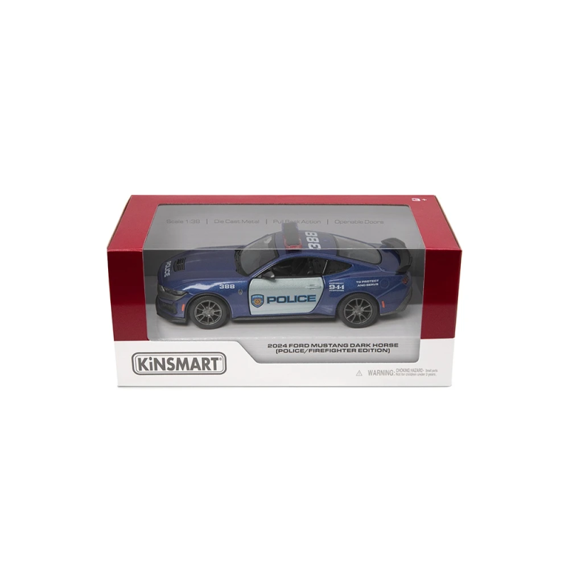 KINSMART Miniatūrais modelis 2024 Ford Mustang Dark Horse ,Police-Firefighter,, scale 1:38