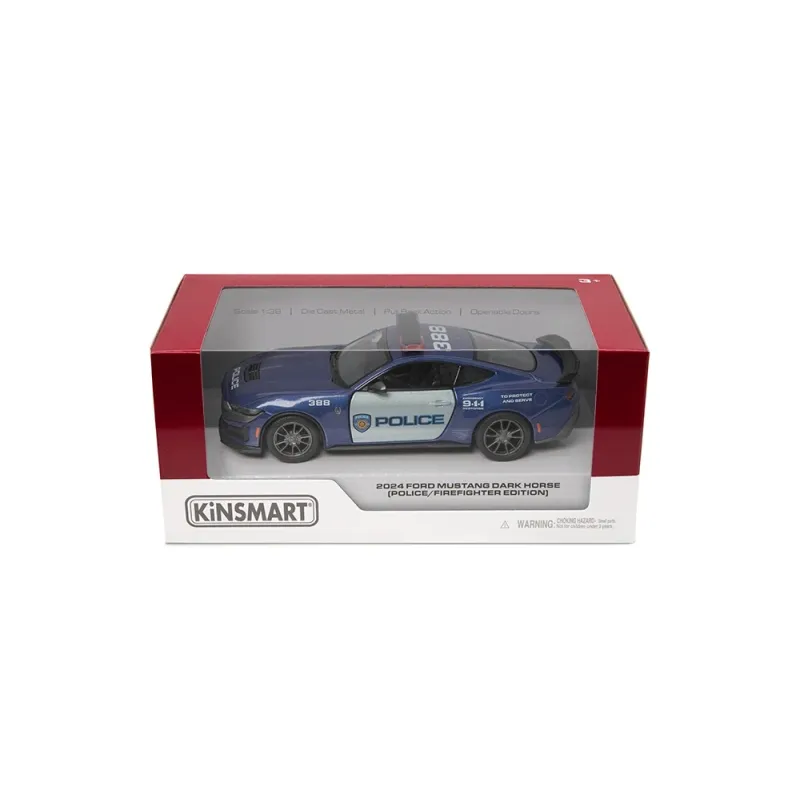 KINSMART Die-cast model 2024 Ford Mustang Dark Horse ,Police-Firefighter,, scale 1:38