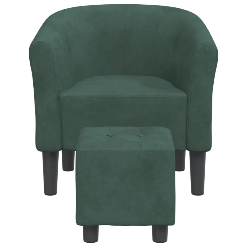 vidaXL atpūtas krēsls ar kājsoliņu, tumši zaļš samts