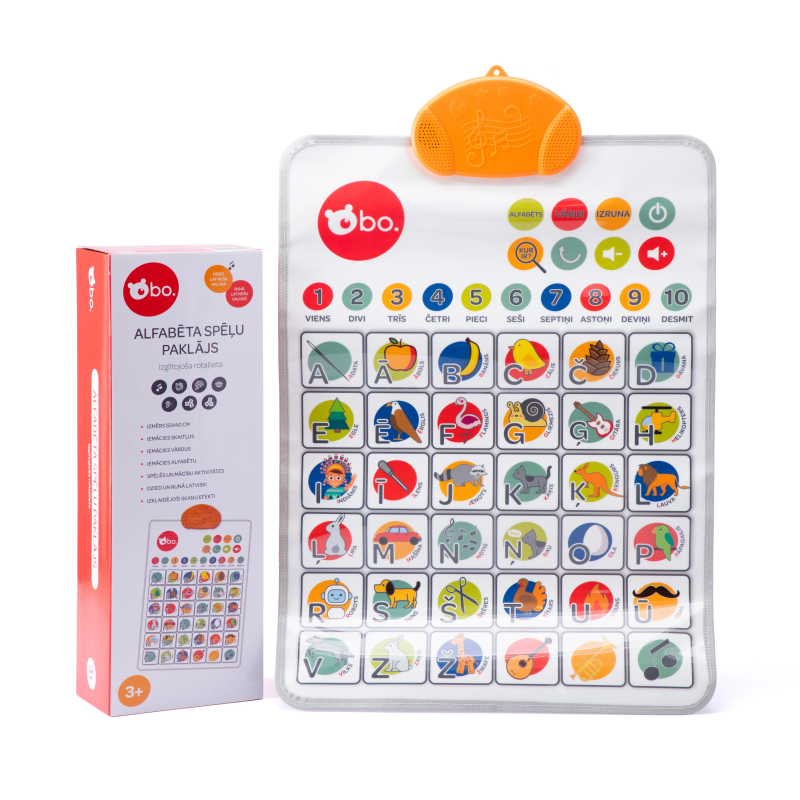 bo. Izglītojoša rotaļlieta - Alfabēta spēļu paklājs ,Latviešu val.,