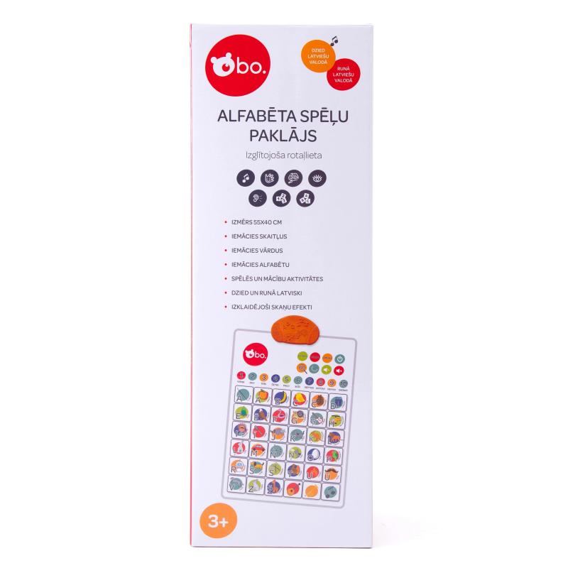 bo. Izglītojoša rotaļlieta - Alfabēta spēļu paklājs ,Latviešu val.,