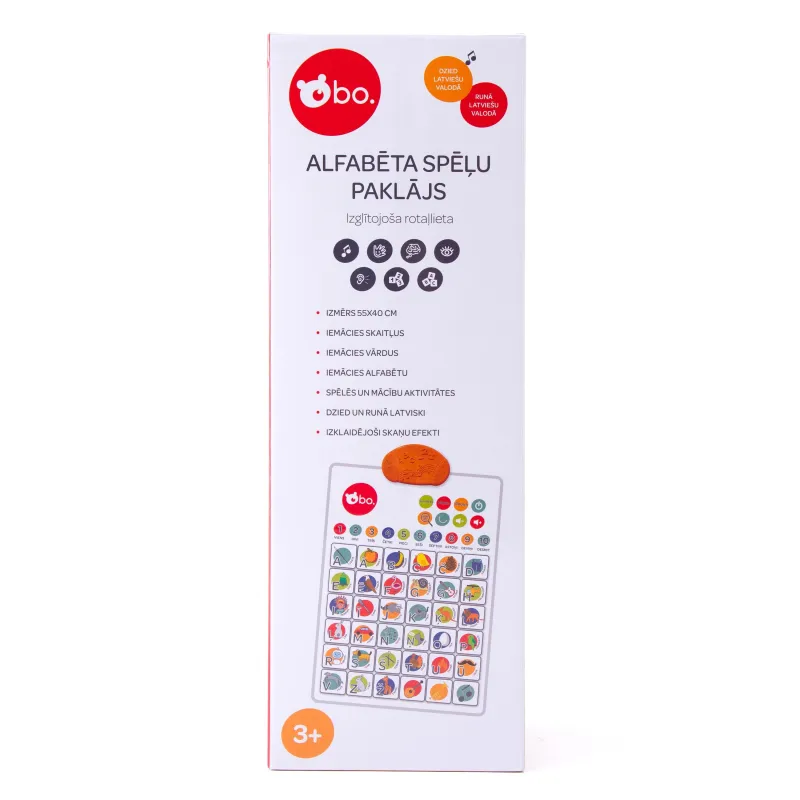 bo. Izglītojoša rotaļlieta - Alfabēta spēļu paklājs ,Latviešu val.,