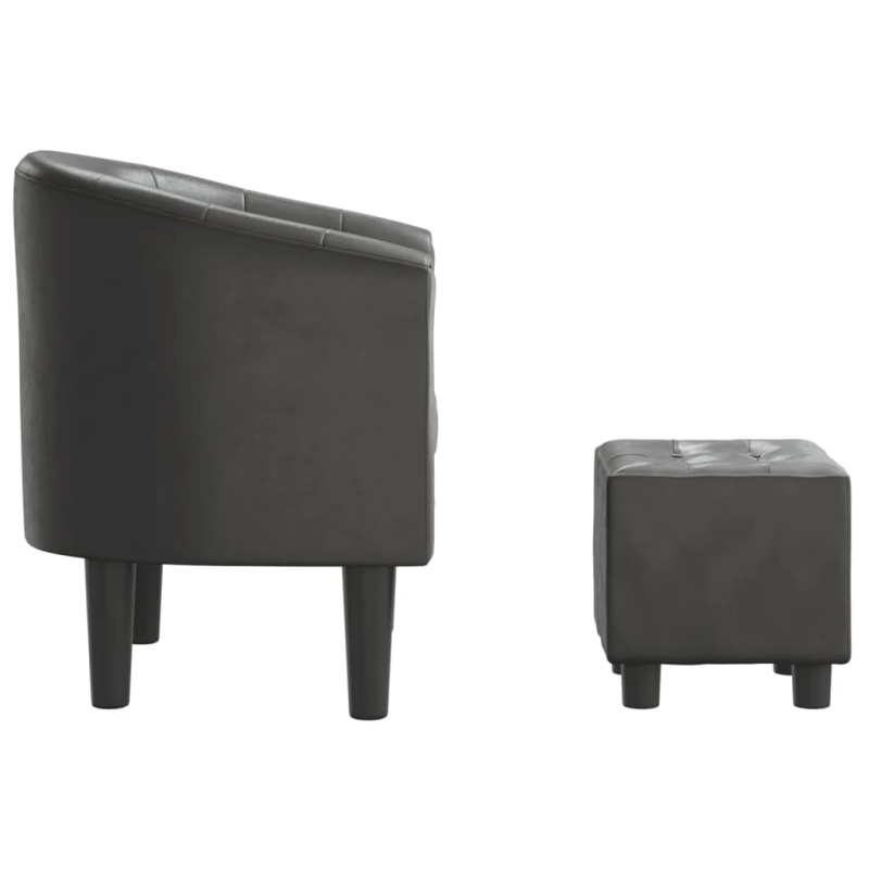 vidaXL klubkrēsls ar kāju soliņu, pelēka mākslīgā āda