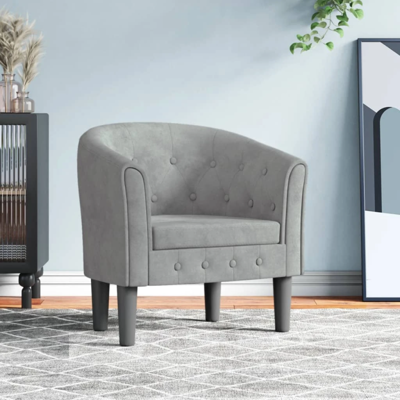 vidaXL atpūtas krēsls, gaiši pelēks samts