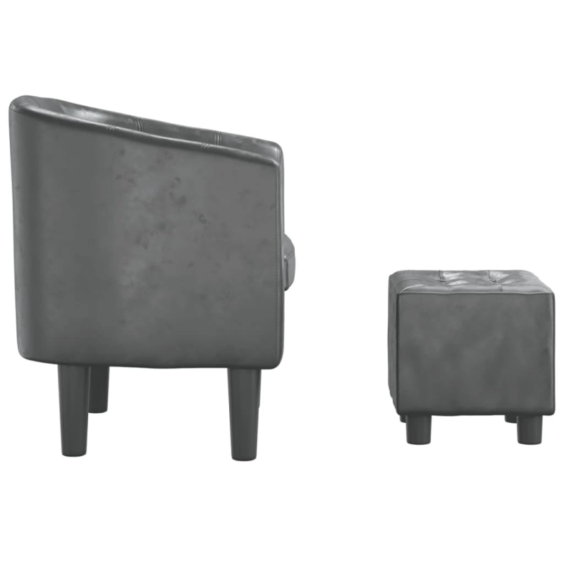 vidaXL klubkrēsls ar kāju soliņu, pelēka mākslīgā āda