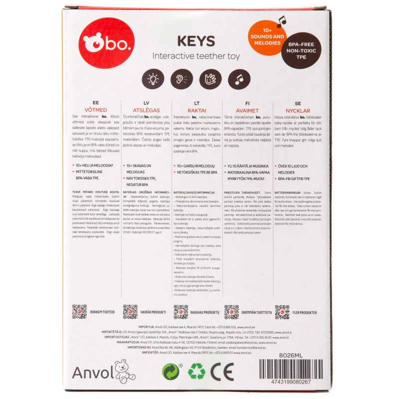 bo. Interaktīva rotaļlieta - zobgrauznis "Atslēgas"